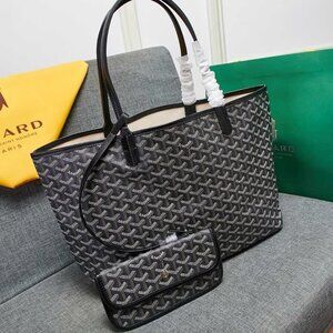 Goyard Chevron Tote Black with Matching Pouch